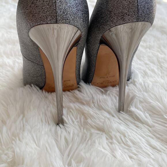 JIMMY CHOO Silver Sparkle Anouk Pointed Toe Stiletto Pump - Picture 3 of 6